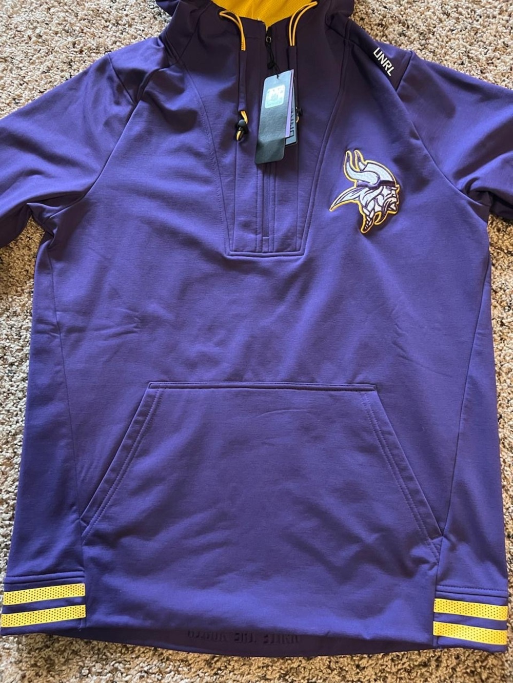 Unbranded Men's Purple Zip-Up Sweater with Minnesota Vikings Logo